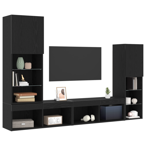 Gabinete para TV LED Roble Negro 30.5x30x102 cm Madera Ingenierizada M 3