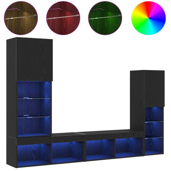 Gabinete para TV LED Roble Negro 30.5x30x102 cm Madera Ingenierizada M 4