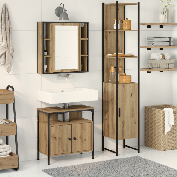 Conjunto de Muebles de Baño de 3 Piezas - Madera Engineered Roble Artesano D