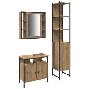 Conjunto de Muebles de Baño de 3 Piezas - Madera Engineered Roble Artesano H