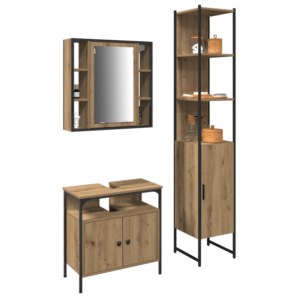 Conjunto de Muebles de Baño de 3 Piezas - Madera Engineered Roble Artesano M 3