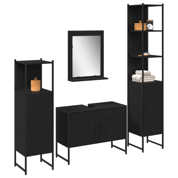 Conjunto de Muebles de Baño de 4 Piezas en Roble Negro de Madera Ingenierizada M 3