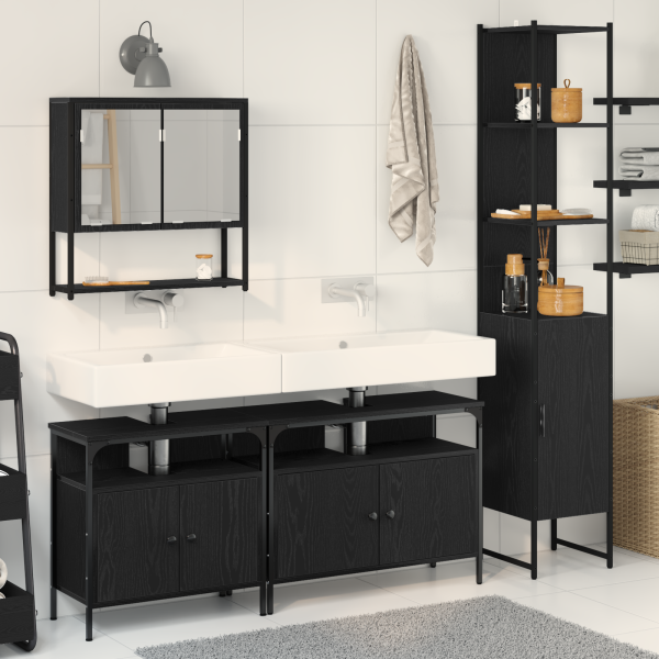 Conjunto de muebles de baño de de 4 piezas - Roble negro. hecho con madera de calidad D