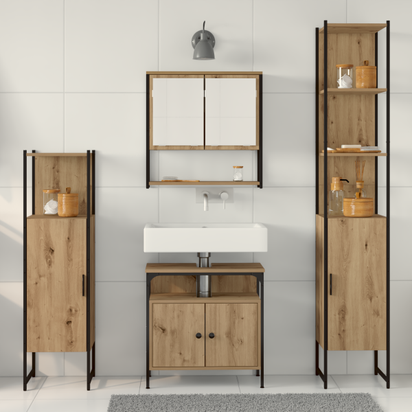 Set de muebles de baño de 4 piezas en roble artesanal de . M 4