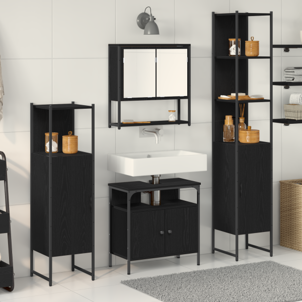Set de Muebles de Baño de 4 Piezas - Roble Negro D