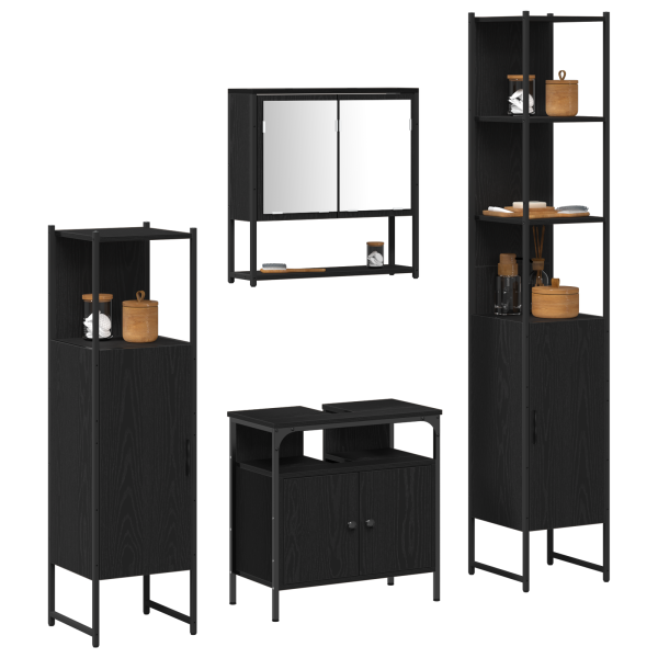 Set de Muebles de Baño de 4 Piezas - Roble Negro M 3