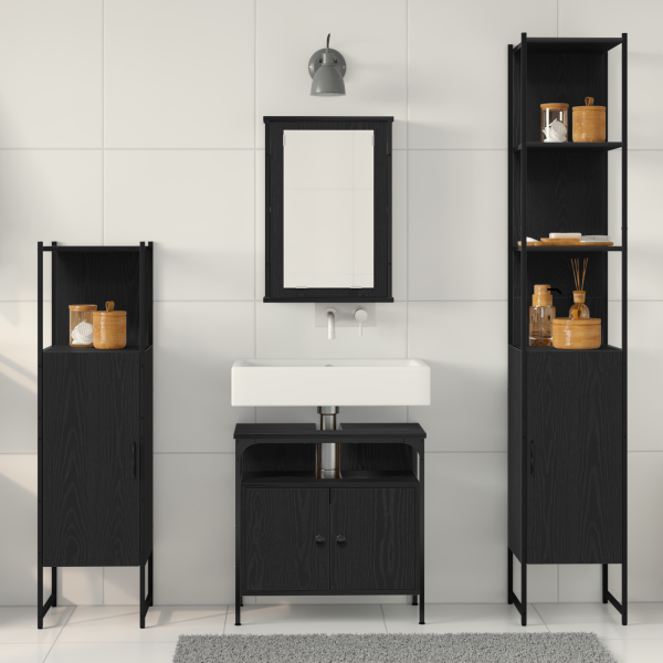Juego de muebles de baño de 4 piezas en madera de roble negro M 4