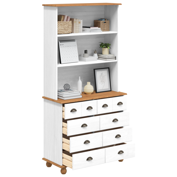 Hutch  “ASKIM” Blanco 91x40x183 cm Madera Sólida de Pino M 3