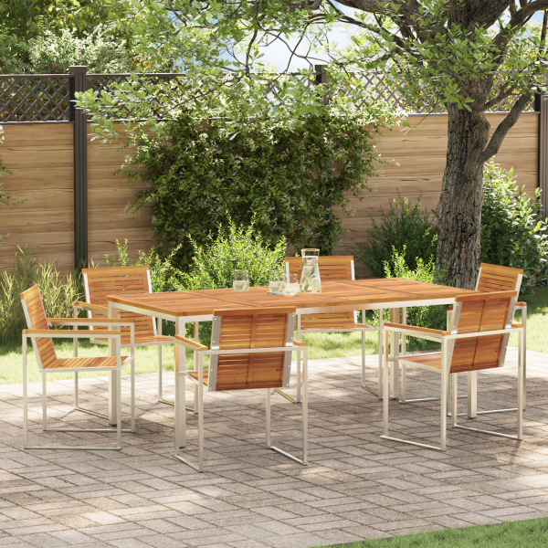 Conjunto de Comedor de Jardín  de 7 Piezas de Madera de Acacia D