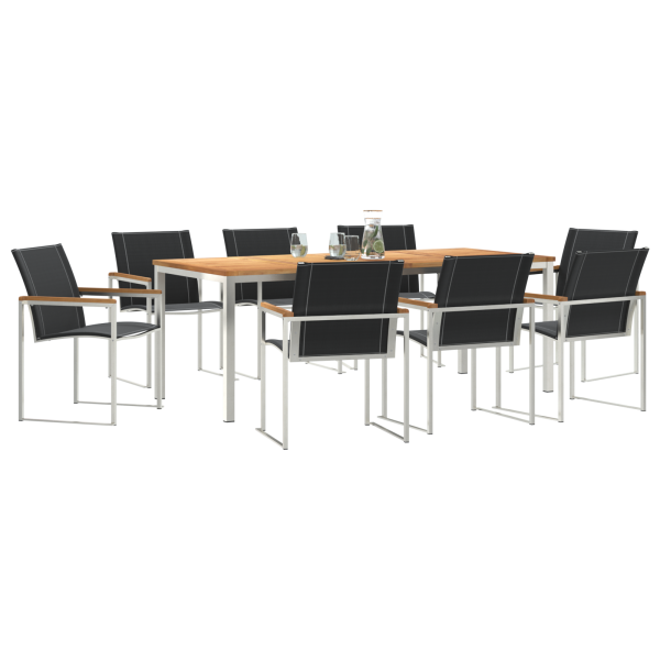 Juego de Comedor de 9 Piezas para Jardín de Madera Maciza de Acacia M 3