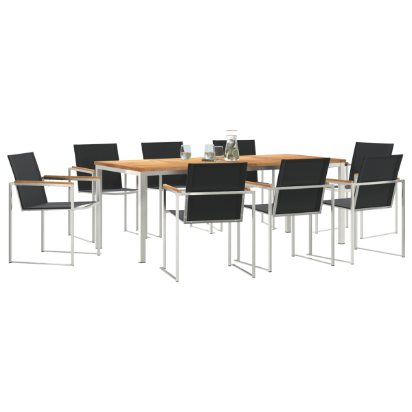 Juego de Comedor de Jardín  de 9 Piezas de Madera Sólida de Teca M 3