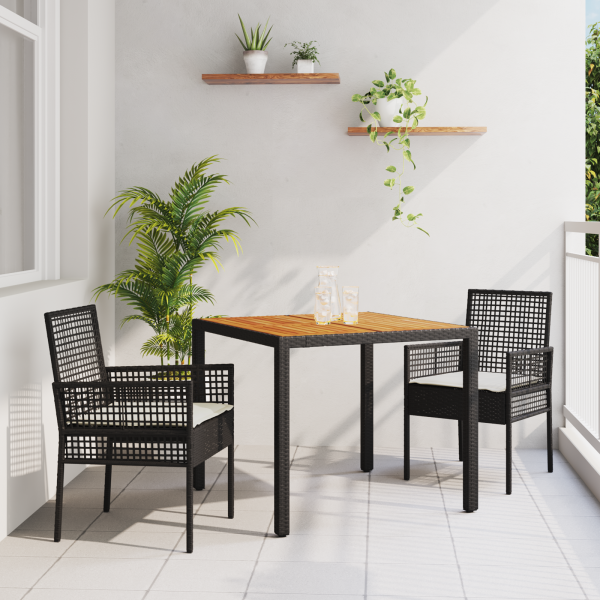 Conjunto de Muebles de Comedor  Set de 3 Negro Madera Duradero D