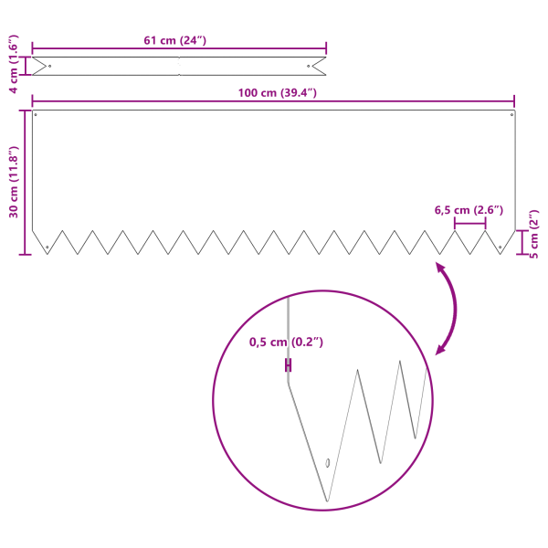Bordes de césped 50 pzas acero blanco 100x0.5x30 cm M 5