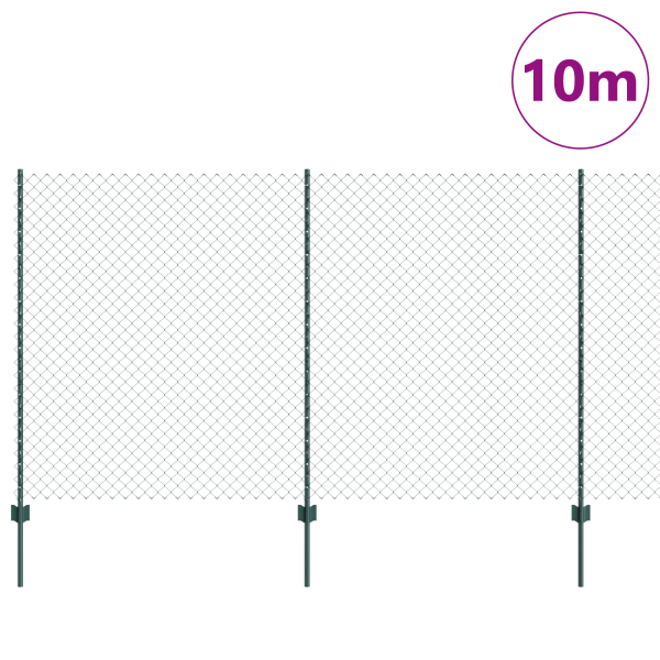 Cerca de Malla con 10 Postes U Verde 1.4x10 m Acero M 3