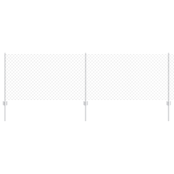Cerca de Cadena con 10 Postes en Plata 0.8x10 m de Acero M 2
