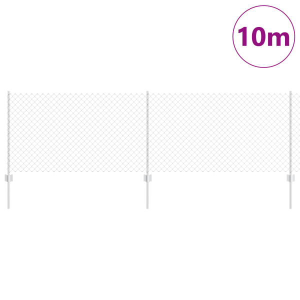 Cerca de Cadena con 10 Postes en Plata 0.8x10 m de Acero M 3