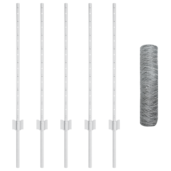 Postes para Cerca  5 pcs U-Channel 80 cm Acero Galvanizado M 4