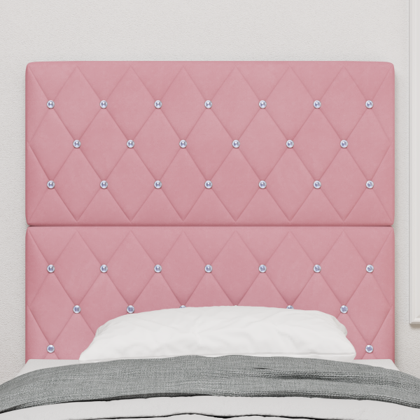 Cabecero  con Botones de Cristal Acolchado Rosa 90 cm Terciopelo M 3