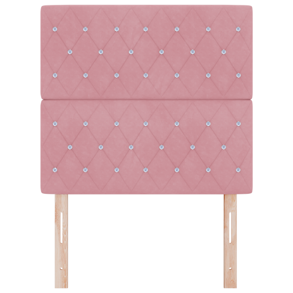 Cabecero  con Botones de Cristal Acolchado Rosa 90 cm Terciopelo M 4