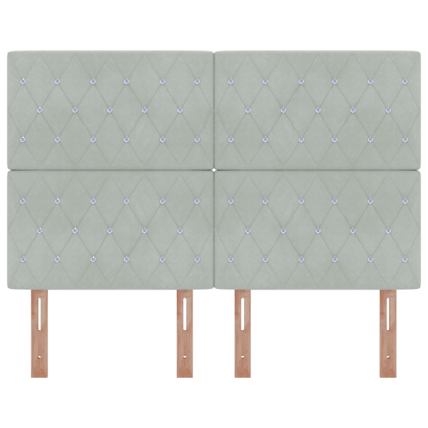 Cabecero tapizado gris claro 140 cm con botones de cristal de terciopelo M 4