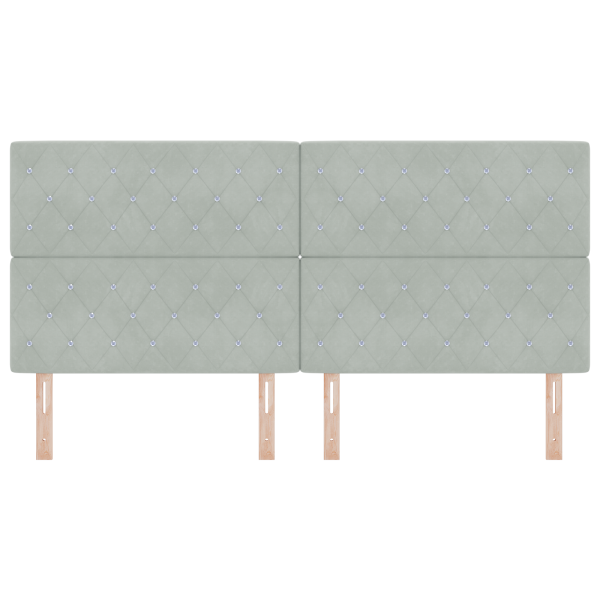 Cabeceira Cinza Claro em Veludo com Botão de Cristal - 200 cm M 4