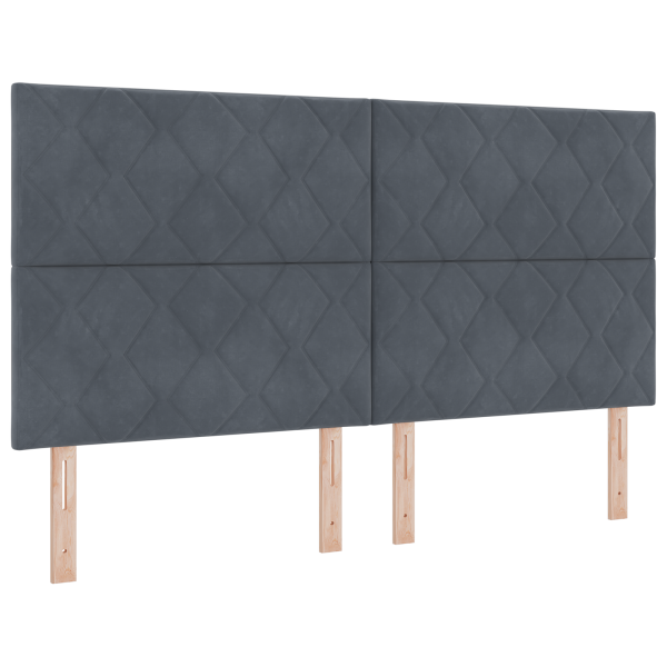 Cabeceira em Veludo Cinza Escuro com Design de Blocos de Diamante 180 cm M 2