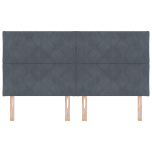 Cabeceira em Veludo Cinza Escuro com Design de Blocos de Diamante 180 cm M 4