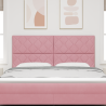 Cabecero rosa de terciopelo de con diseño de bloques de diamante. 180 cm 3