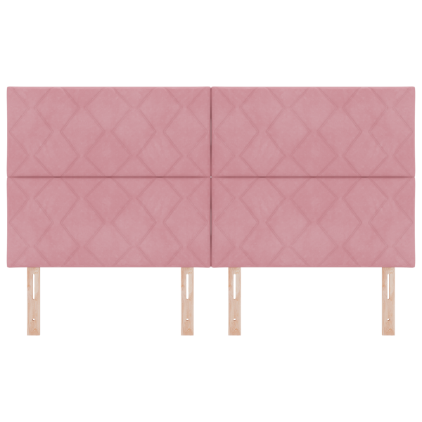 Cabeceira em veludo rosa da com design de blocos de diamante. 180cm M 4