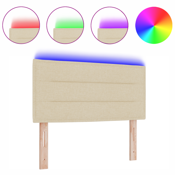 Cabecera LED Diseño de Líneas Crema 100 cm Tela M 3