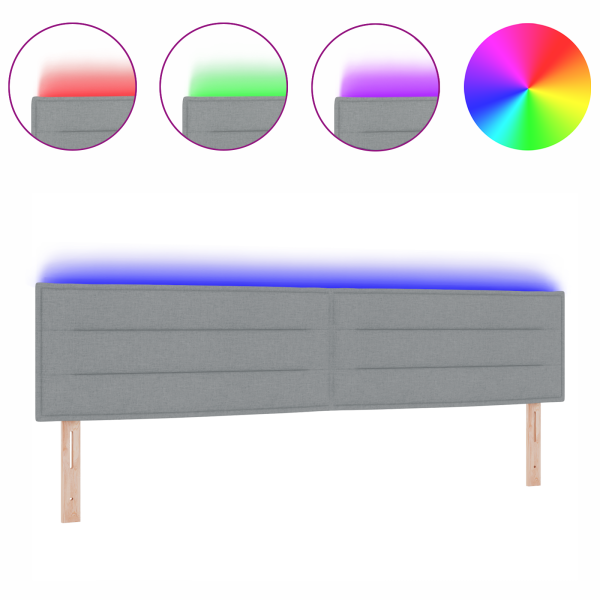 Cabeceira LED Design Linhas Cinza Claro 200 cm Tecido M 3