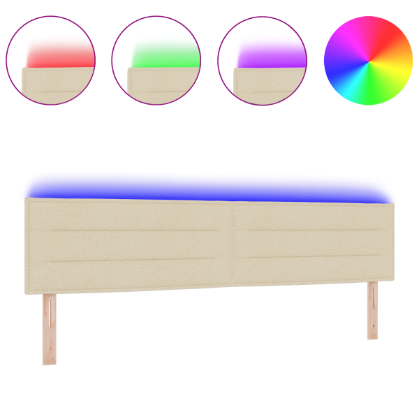 Cabeceira LED Design Linhas Creme 100 cm Tecido M 3