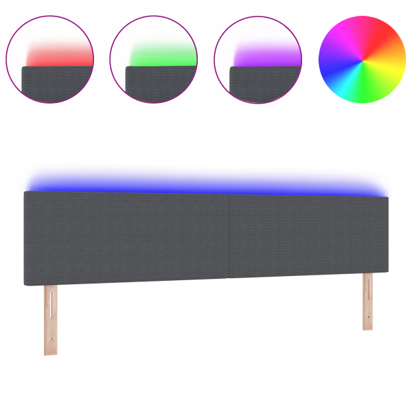 Cabecero de cama diseño sencillo LED pana gris oscuro 100 cm M 3