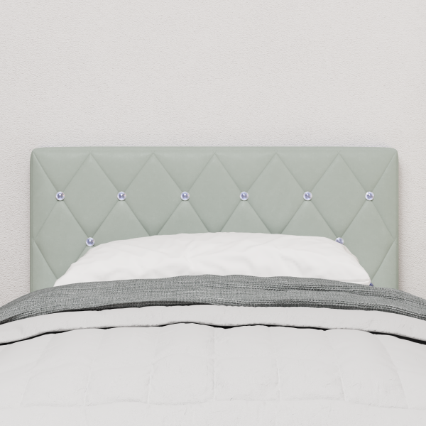 Cabeceira LED com botões de cristal. estofada em cinza claro. 80 cm. M 4