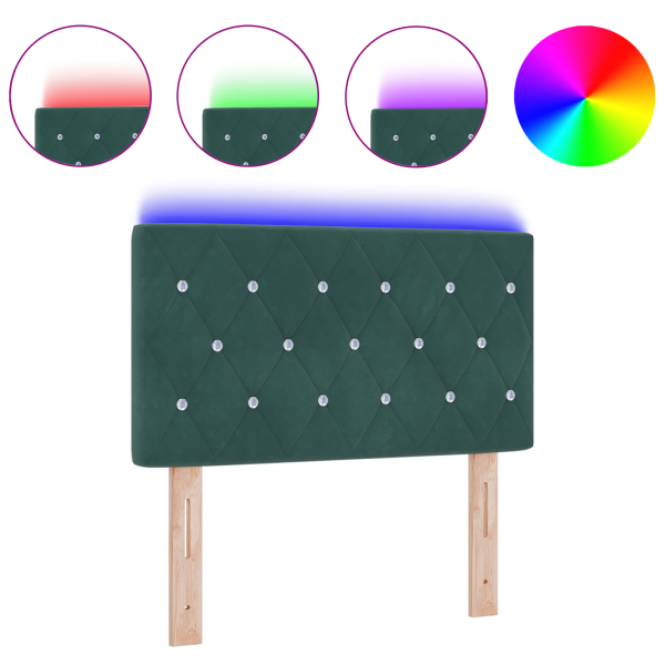 Cabecera LED Acolchada con Botones de Cristal Verde Oscuro 80 cm Terciopelo M 3