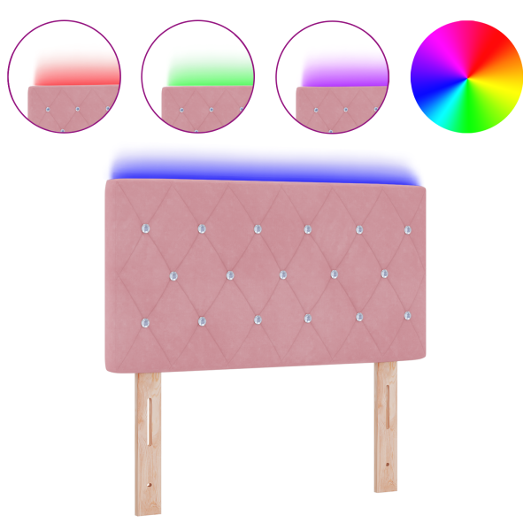 Cabecera LED con Botones de Cristal Tufted Rosa 80 cm Terciopelo M 3