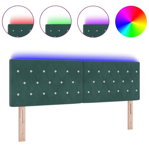 Cabeceira LED com botão de cristal verde 72 cm em veludo M 3