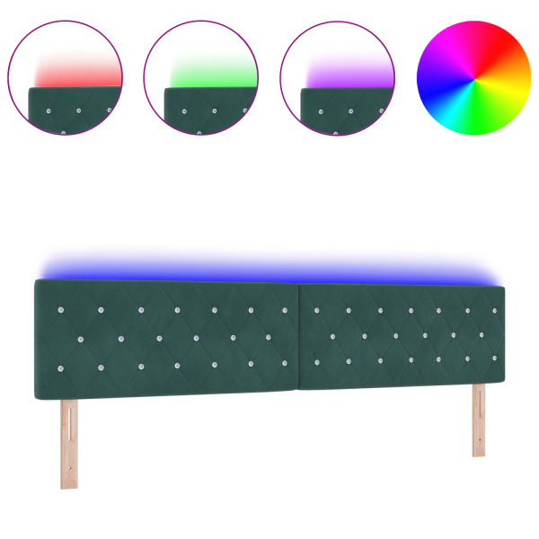 Cabeceira LED com botão de cristal. estofada em veludo verde de 100 cm M 3