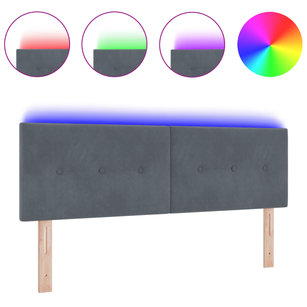 Cabeceira LED  Botão Almofadado Cinza Escuro 72 cm em Veludo M 3