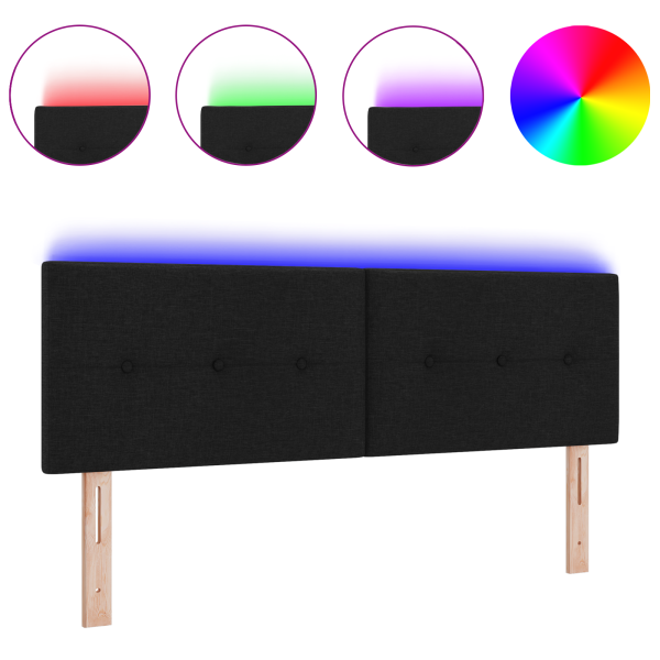 Cabeceira LED Estofada Preta com Botões de 80 cm da M 3