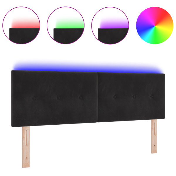 Cabecera LED  con botones tapizados de terciopelo negro de 80 cm M 3