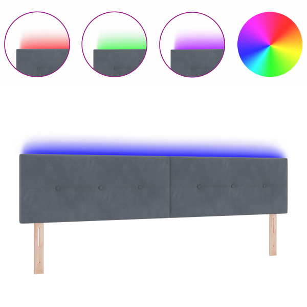 Cabezal LED  con botones tapizado en terciopelo gris oscuro de 100 cm M 3