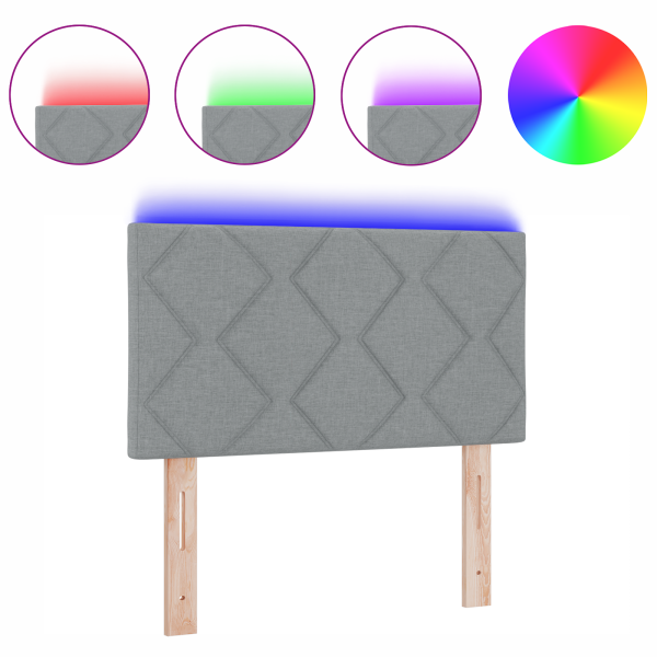 Cabeceira LED Conjunto de 2 Cinza claro Tecido. Madeira 80 cm M 3