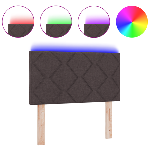 Cabecero LED Juego de 2 Marrón oscuro Tapicería con espuma densa M 3