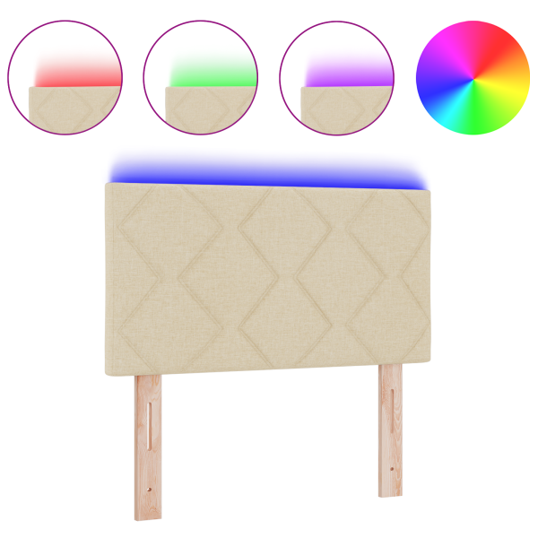 Cabeceira LED  Design de Blocos em Diamante Creme 80 cm Tecido M 3