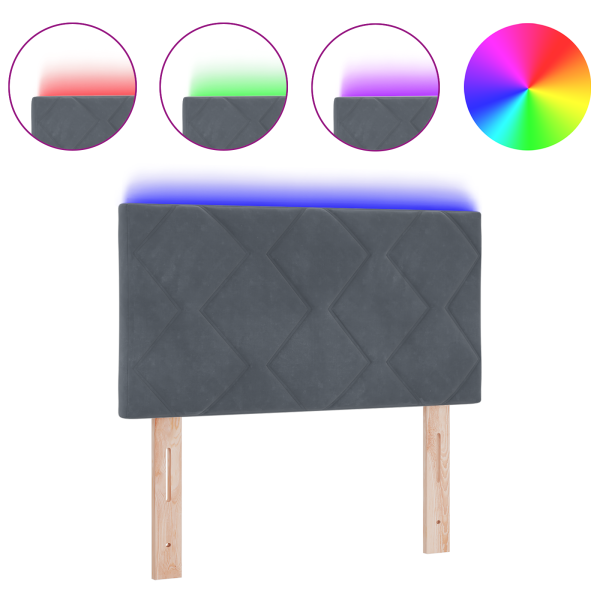 Cabecero LED Gris Oscuro 80 cm Juego de 2 Gris oscuro Tela M 3