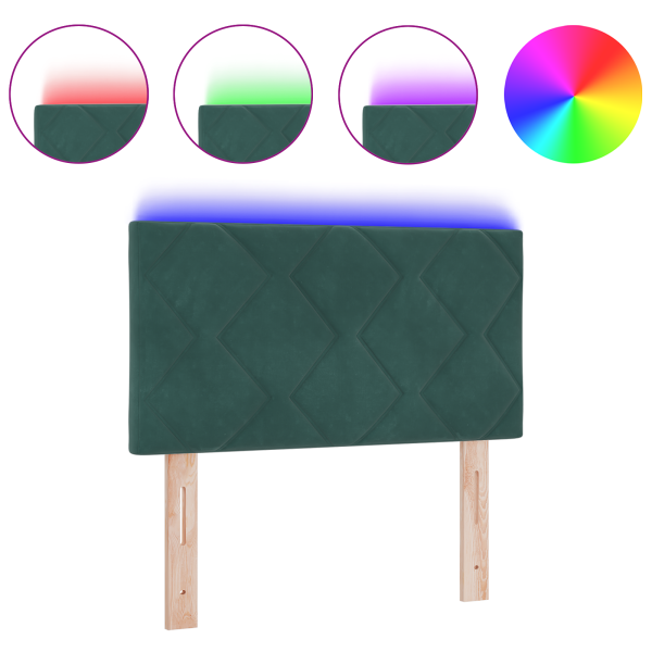 Cabecero LED Verde Oscuro Set de 2 Verde Oscuro Tela M 3