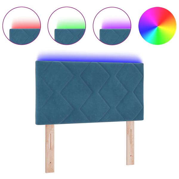 Cabecero LED Azul Oscuro Set de 2 Azul Oscuro Tapicería 80 cm M 3