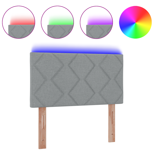 Cabecera LED  Diseño de Bloques de Diamante Gris Claro 90 cm Tela M 3