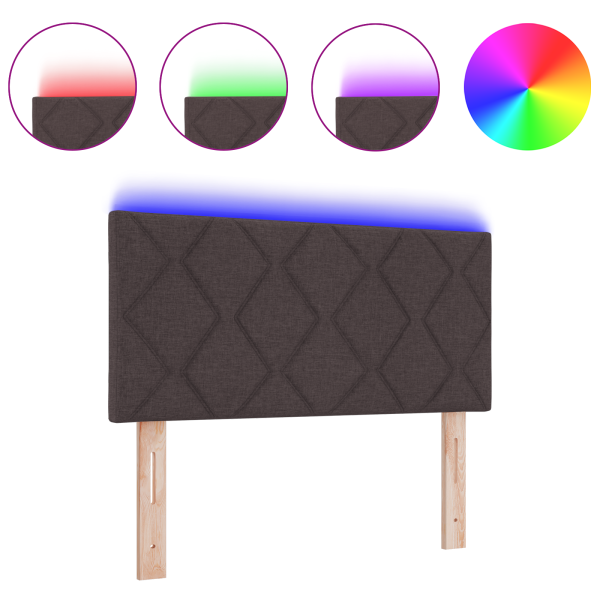 Cabecero LED  Diseño Bloques de Diamante Marrón Oscuro 90 cm Tela M 3